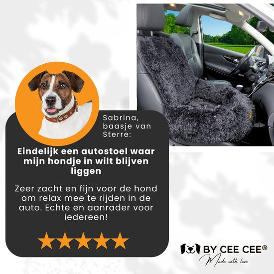 By Cee Cee Autostoel Hond Deluxe - Hondenmand Auto Met Veiligheidsriempje - Automand Hond - Hondenstoel - Autozitje - Zwart - Bijrijdersstoel