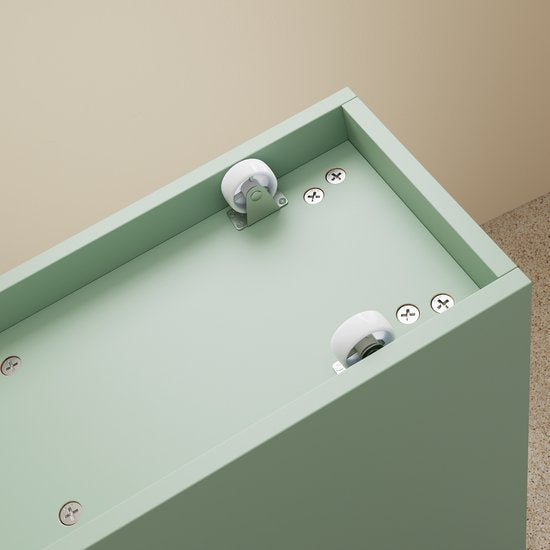 SoBuy Badkamerrek met 3 Lades - Smalle Badkamerkast op Wieltjes - Multifunctionele Opslag - Groen, 65x24x82cm, BZR54-II-GR