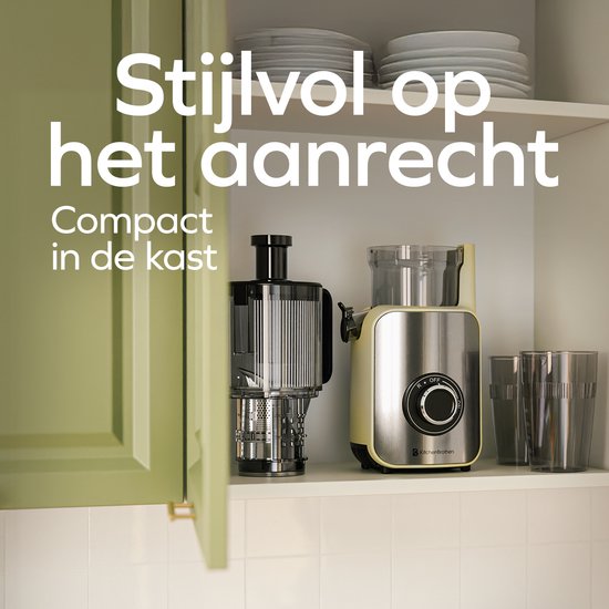 KitchenBrothers Slowjuicer - Verticaal - Juicer - Groenten en Fruitpers - 126 mm - 750 ml - Champagne