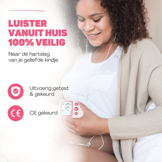 Vulpes Goods® BabyCare - Doppler Baby PRO - Baby Hartje Monitor - Fetal Doppler - Hartslag Baby Doppler - Echo Apparaat -Zwangerschapscadeau - Roze - Incl. ultrasound gel en oordopjes