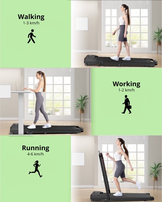 TibaGoods Loopband - 6km/h - Voor onder het bureau - Met extra olie - Nieuwe versie - tot maar liefst 130 kg