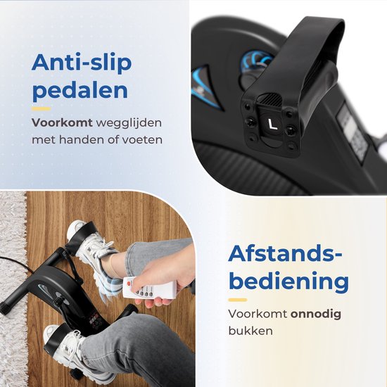 Safelife stoelfiets met elektrische ondersteuning - bureaufiets - voor armen en benen - stoelfiets bewegingstrainer - voor ouderen of revalidatie - fietstrainer - zwart