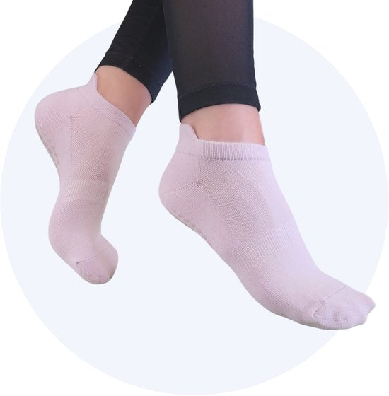 Hilvard Yoga sokken - Pilates sokken - Enkelsokken - 3 Paar - Lila - Antislip sokken - One size fits all