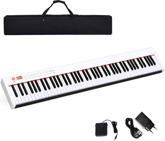 Coast Digitale Piano – 88 Toetsen – Draagbaar – Wit/Zwart – 127 x 21,5 x 6,5 cm