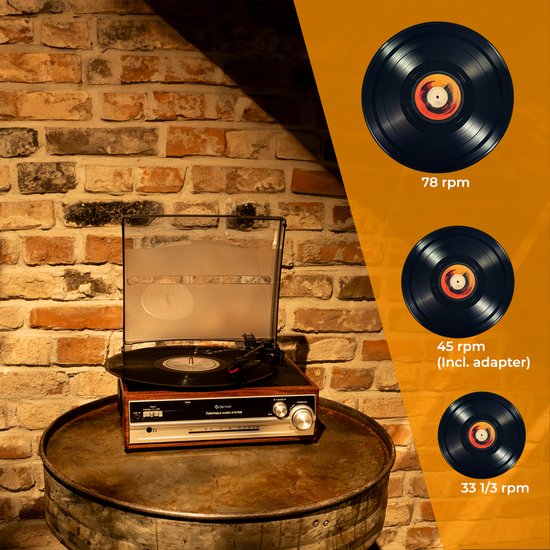 Denver Retro platenspeler - Ingebouwde Speakers - FM Radio - Auto-stop Functie - AUX - Phono - VPR190