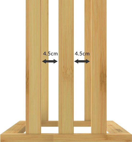 Casaria Handdoekhouder - staand - 3 stangen - bamboe - RVS, 46x24x84cm, bruin