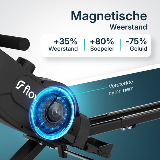 Flowsense Roeiapparaat - Roeimachine - Geluidsstil - Magnetische Roeitrainer Fitness - Rowing Machine 16 Weerstandniveaus - LCD Monitor