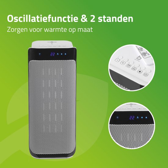Bo-Camp - Keramische kachel - Oscillerend - Ventilatiestand - 1000/2000 Watt