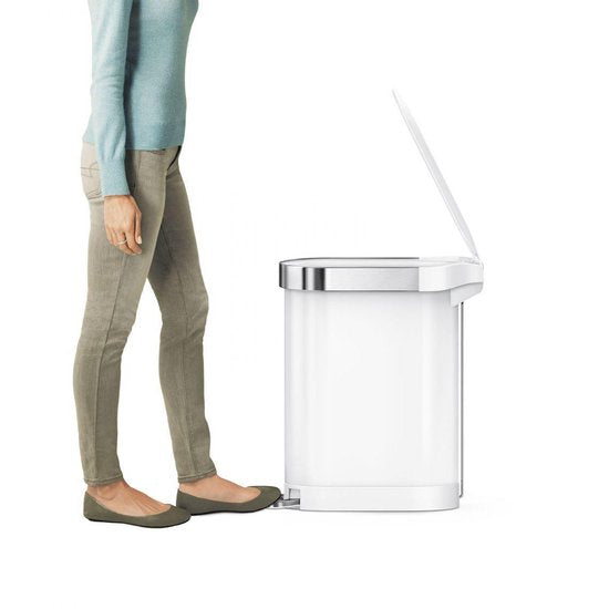 Simplehuman Afvalemmer - Slim - 45 L - RVS - Wit