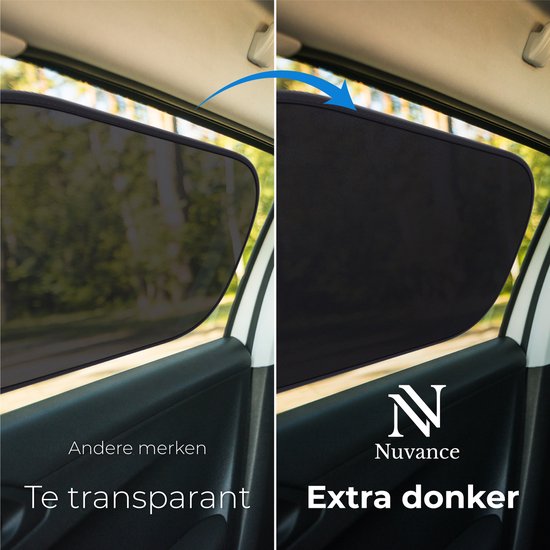 Nuvance - Zonnescherm Auto Baby - 2 Stuks - met UV Protectie voor Baby en Kind - Zonwering Zijruiten - Zelfklevend - One Size - Zwart