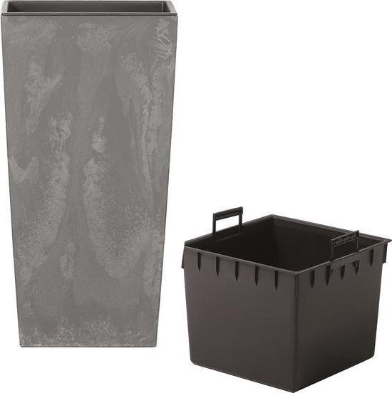 Prosperplast Bloempot - Betonstijl - 32,5 x 32,5 x 61 cm - Grijs - 49L