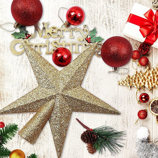 Roegaarden piek kerstboom - Kerstversiering - Goud - 20 CM