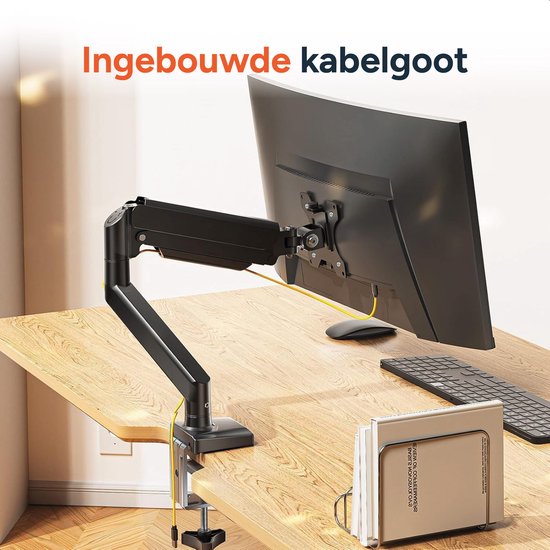 Monitor Arm met gasveer - Beugel voor 1 scherm - 13 t/m 32 Inch - Beugels - Extra stabiel - Zwart - Skoov