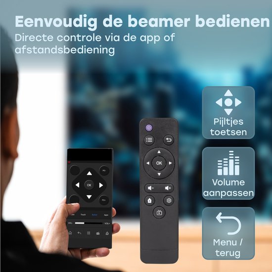 Audyn Beamer - Full Hd 1080P - Draagbare Mini Beamer - Draadloze Projector - Wifi en Bluetooth - Beamers - Hdmi, Usb en Aux - Wit