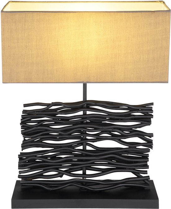 Globo - tafellamp - Jamie - zwart - hout - schemerlamp - E27 - 21648B