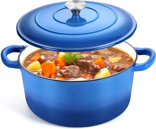 Castex Elegance Royal Gietijzeren Braadpan met Deksel 26 cm - Inductie Pan - Braadpannen Gietijzer - Blue