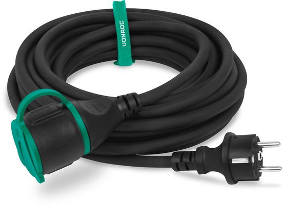 VONROC PRO Verlengsnoer 10m – IP44 – Neopreenkabel H07RN-F 3x1,5 mm² - Incl. Kabelbinder (verlengkabel)