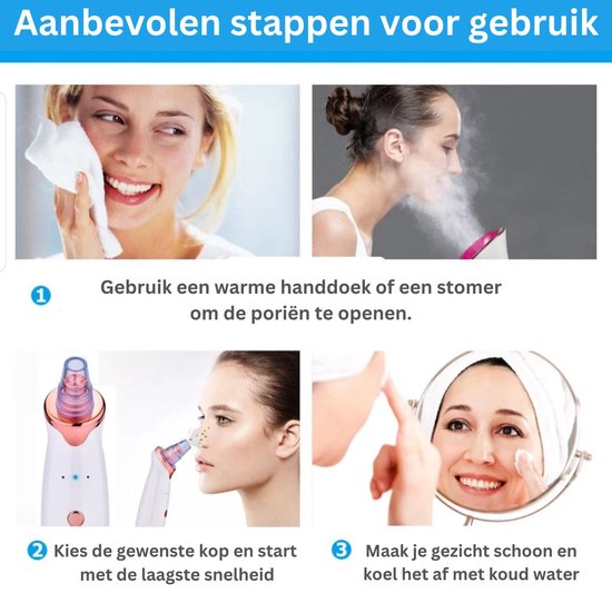 Elektrische Mee-eter Verwijderaar – Blackhead Remover met Vacuum – Gezichtsverzorging Set