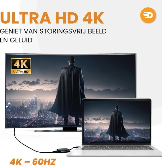 Drivv. USB C naar HDMI Adapter 3 in 1 - HDMI 4K 60hz - USB 3.0 - PDW 100w - Zwart