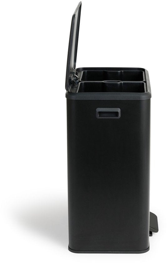 Umuzi Cleaning Dubbele Prullenbak - 60L - Pedaalemmer - Soft Close - 53x38x66 - Mat Zwart