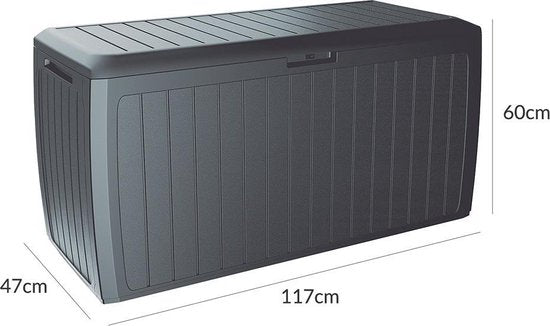 Casaria Opbergbox - Deksel Wielen 290L 117x47x60cm - Antraciet