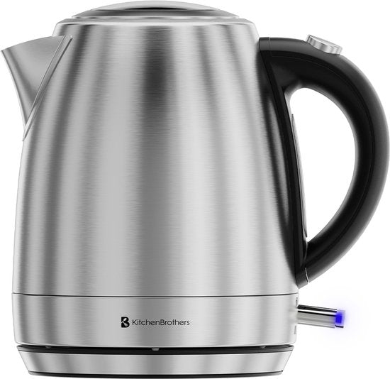 KitchenBrothers Waterkoker - 1L - RVS - BPA vrij - 2200W - 20.20x14.40x20.50 cm - RVS
