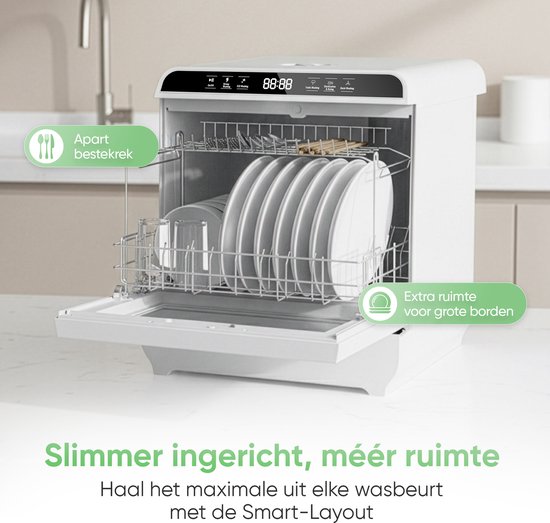 Heevey Mini Vaatwasser - Vrijstaande vaatwasser - Campingvaatwasser - 5 Wasprogramma's - Afwas - Sterilisatiesysteem - Droogfunctie 75°C