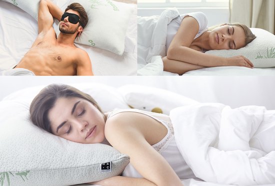 H&C Bamboo Memory Foam Hoofdkussen - Antibacterieel - Anti-Huisstofmijt - Voor Zijslapers