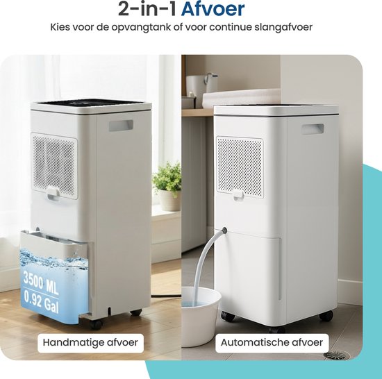 Gologi Luchtontvochtiger met App - Ontvochtigt Tot 20L Per Dag - Was-droog functie - Voor in huis - Geschikt Voor Kelder, Slaapkamer, Badkamer en Woonkamer - Dehumidifier - Vochtvreter Tegen Schimmel - Wit