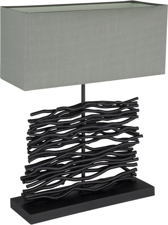Globo - tafellamp - Jamie - zwart - hout - schemerlamp - E27 - 21648B