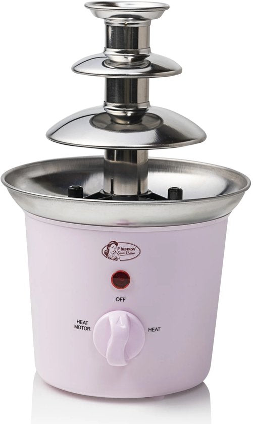 Bestron Chocoladefontein ACF300P - Chocolade fondue - 3 lagen - Roze - 5 jaar garantie
