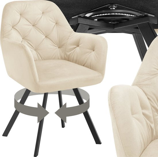 tectake Draaistoel – max. 120 kg – 58 x 58 x 87 cm – Crème