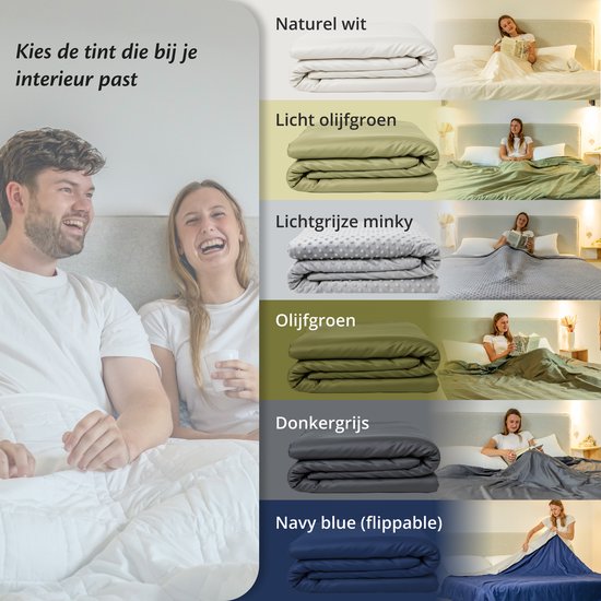 Hoes voor de verzwaringsdeken van EL Life 200 x 200 CM - 11 KG & 13 KG - Overtrek Hoes van 100% biologisch katoen - Olijf Groen