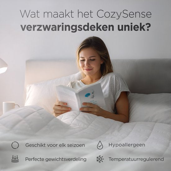 CozySense® Verzwaringsdeken 5kg - 100% Tencel - Weighted Blanket – Zwaartedeken met temperatuurregulatie en ademend comfort - GLASS-Flow® Drukverdeling - 1-Persoons - Wit