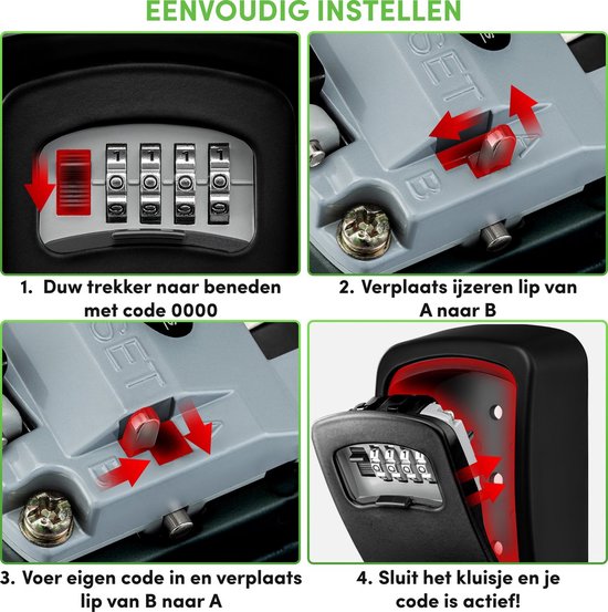 Happy Goods Sleutelkluis voor Buiten & Binnen - Zwart - 12x9x4 cm - Sleutelkluisje met Code voor Buiten - Waterbestendig - Kluisje met Cijferslot