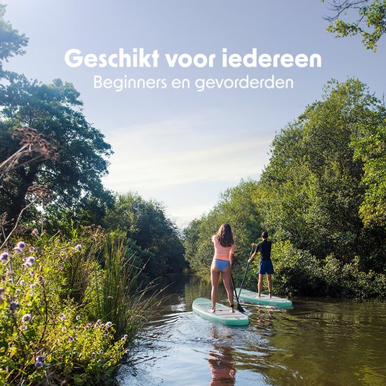 LifeGoods PaddlePro SUP Board - Opblaasbaar Paddle Board - Complete Set - Max. 135KG - 320x81cm - Pastelgroen