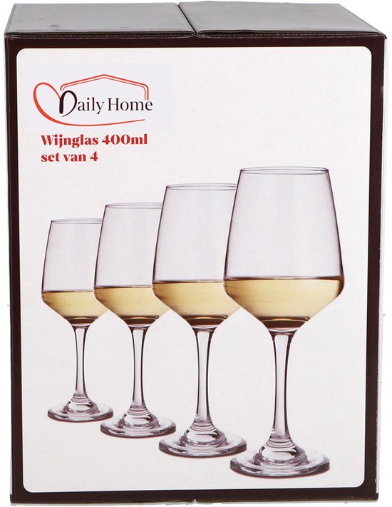 Daily Home wijnglas set van 4 - 400ML glazen voor wijnliefhebbers.