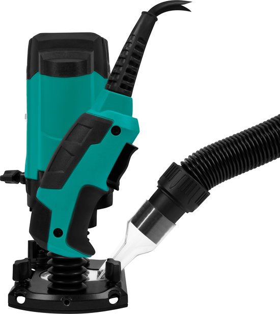 VONROC Bovenfrees 1200W – 6-8mm – Variabel toerental 16.000 – 30.000 rpm – Incl. 6-delige freesset, malgeleider, parallelgeleider en centreerpen