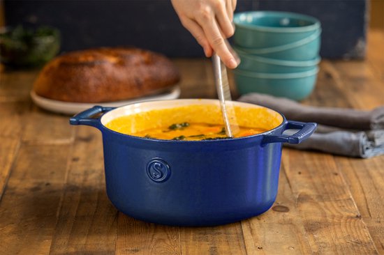 Saveur Voyage Ovale Braadpan – Ø25 cm – Gietijzer – PFAS-vrij – Inductie – Klassiek Blauw