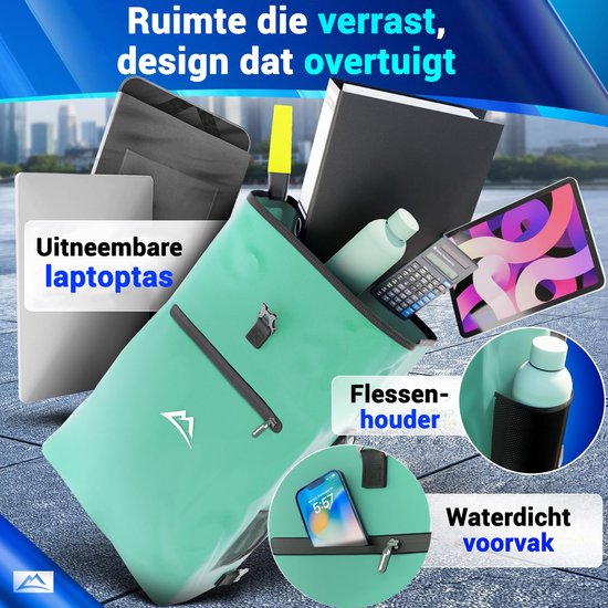 Nextcover 3in1 Fietstas Enkel voor Bagagedrager [PVC vrij] | Waterdichte Fietstas, Rugzak en Schoudertas 25L | Ideaal voor Laptop en Wekelijkse Aankopen | Fiets Tas Enkele | Fietstassen