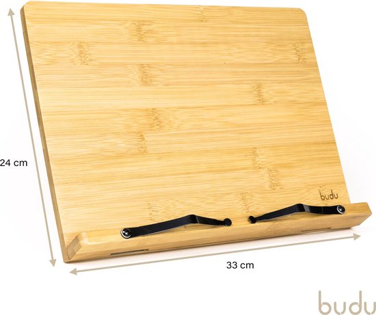 Budu Boekenstandaard – Boekenhouder – Book holder – Boekenstandaard bamboe hout – Tablethouder – Leesstandaard – Verstelbaar (5 standen)