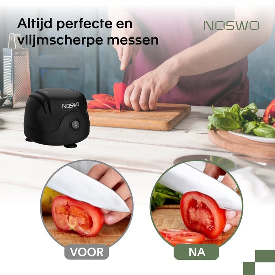 Noswo Elektrische Messenslijper - Multifunctioneel - Geschikt voor Messen, Schroevendraaiers en Scharen - Anti Slip - Zwart