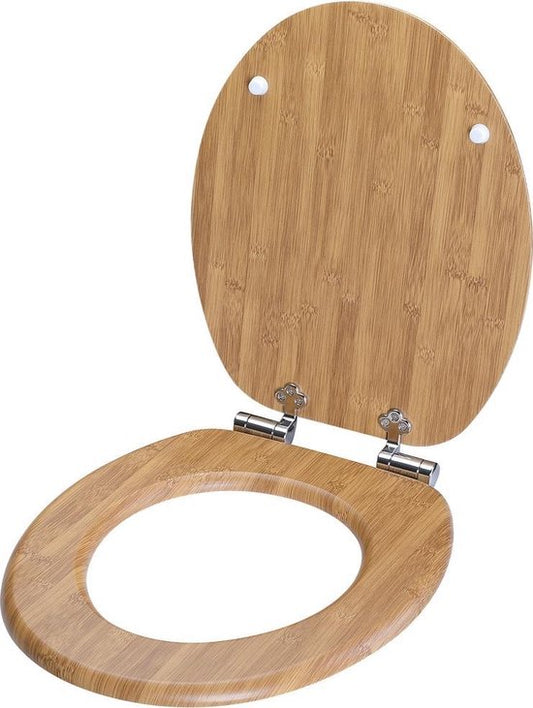 Casaria Wc-bril met Deksel Sluitingsmechanisme Toiletzitting MDF Bamboe