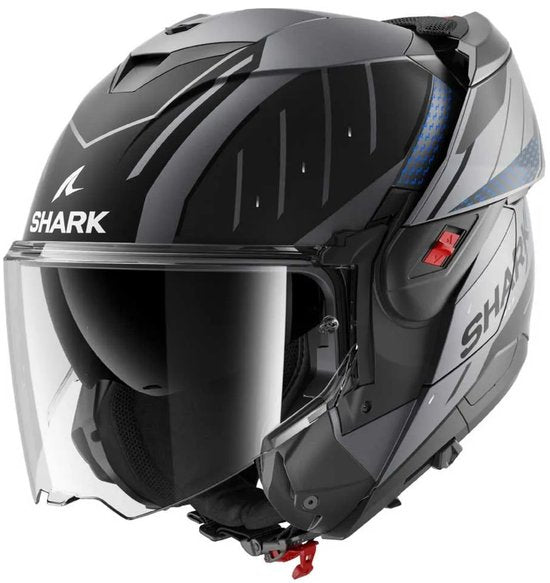 SHARK Oxo Rydger Mat Antraciet Blauw Zwart ABK Systeemhelm - Maat M - Helm