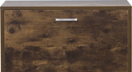 Schoenenkast - Schoenenrek met 3 Vakken met Klepdeuren - Donkerbruin Walnoot Kleurig - 112x60x30 cm