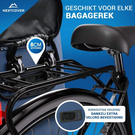 NEXTCOVER® NIEUW 3-in-1 fietstas voor bagagedrager [Aquashield] - Reflecterend bagagedragertas waterdicht - rugzak en schoudertas [25 liter]- Blauw