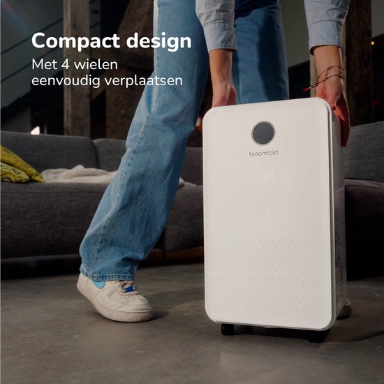 Bloomfold Luchtontvochtiger - 16L per Dag - Incl. Was-droog Functie - Geschikt voor Woonkamer, Slaapkamer, Kelder & Badkamer - Dehumidifier - Wit