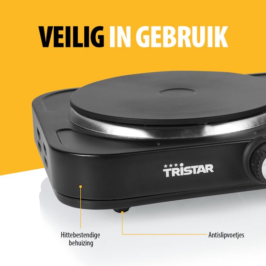 Tristar Elektrische kookplaat 2500W - KP-6152 - 2 Kookzone - Vrijstaand - Zwart