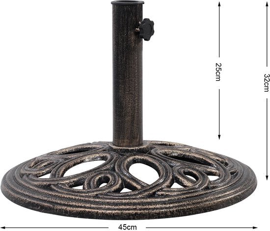 Coast Gietijzeren Parasolvoet - Parasolstandaard - 32 cm Hoog - Brons