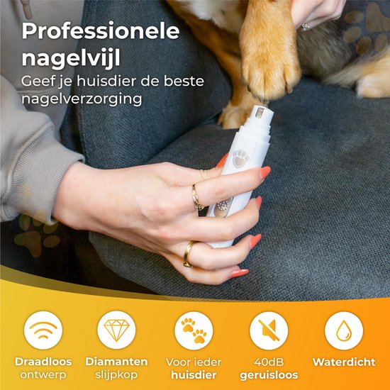 Nuvance - Elektrische Nagelvijl - voor Honden, Katten en Dieren - Usb Oplaadbaar - Diamant Vijlkop - Draadloos - Wit